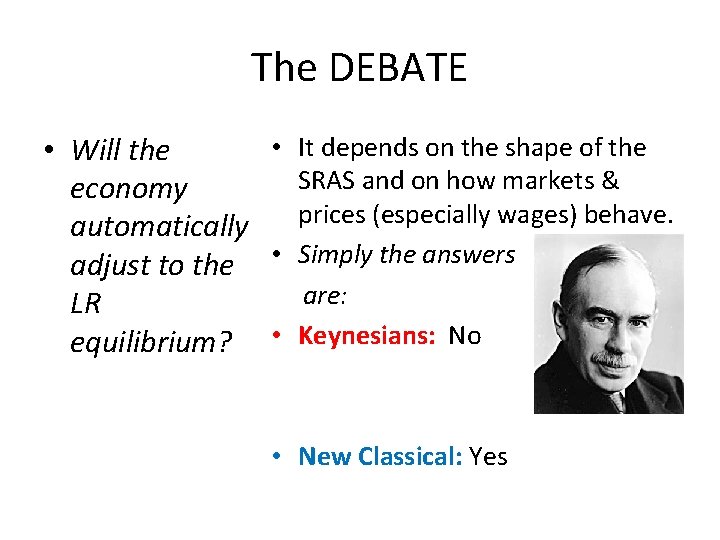 The DEBATE • It depends on the shape of the • Will the SRAS