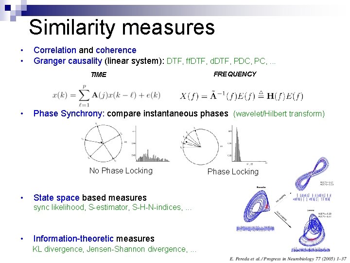 Similarity measures • • Correlation and coherence Granger causality (linear system): DTF, ff. DTF,