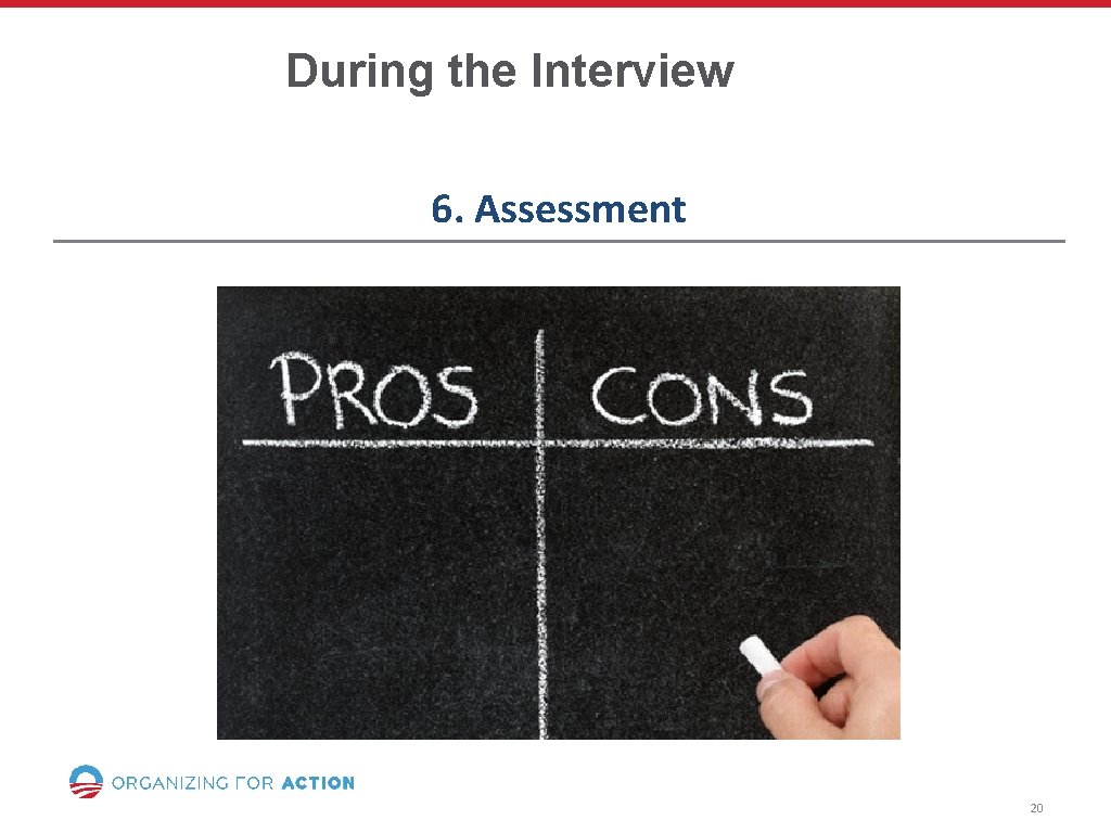 During the Interview 6. Assessment 20 