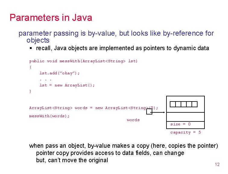 Parameters in Java parameter passing is by-value, but looks like by-reference for objects §