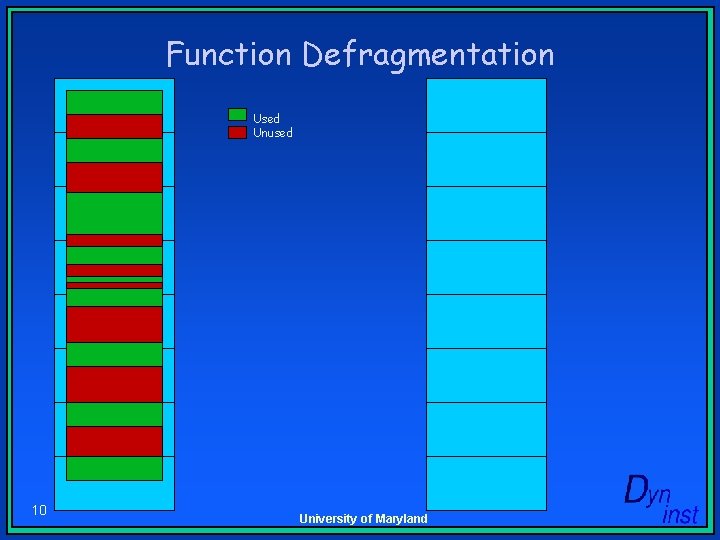 Function Defragmentation Used Unused 10 University of Maryland 