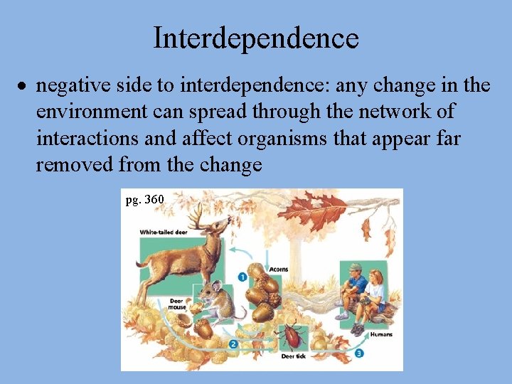 Interdependence negative side to interdependence: any change in the environment can spread through the