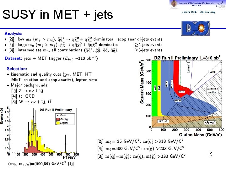 SUSY in MET + jets Simona Rolli - Tufts University 19 