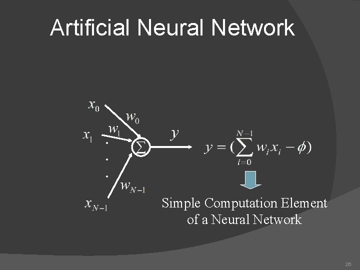 Artificial Neural Network . . . Simple Computation Element of a Neural Network 26