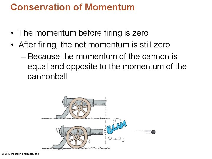 Conservation of Momentum • The momentum before firing is zero • After firing, the Conservation of Momentum • The momentum before firing is zero • After firing, the