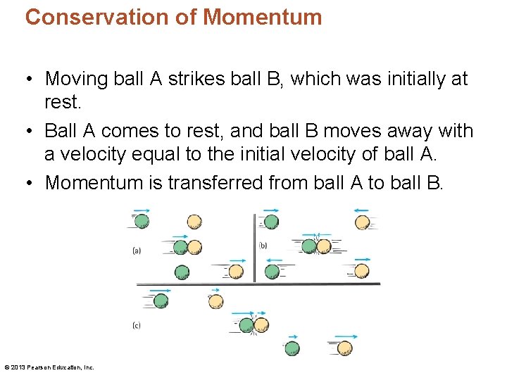 Conservation of Momentum • Moving ball A strikes ball B, which was initially at Conservation of Momentum • Moving ball A strikes ball B, which was initially at