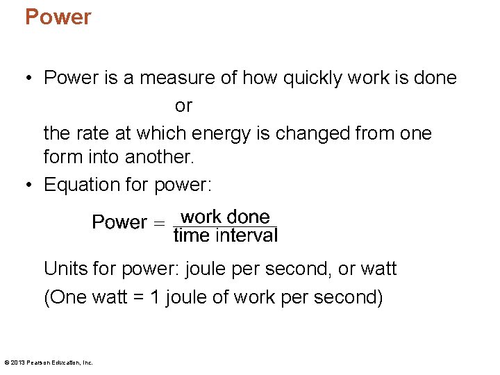 Power • Power is a measure of how quickly work is done or the Power • Power is a measure of how quickly work is done or the