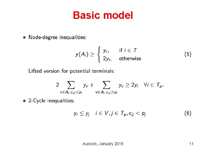 Basic model Aussois, January 2015 11 