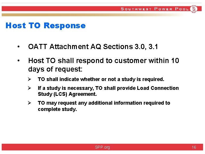 Host TO Response • OATT Attachment AQ Sections 3. 0, 3. 1 • Host