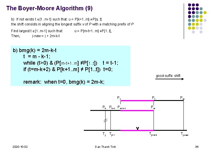 The Boyer-Moore Algorithm (9) b) If not exists t [1. . m-1] such that: