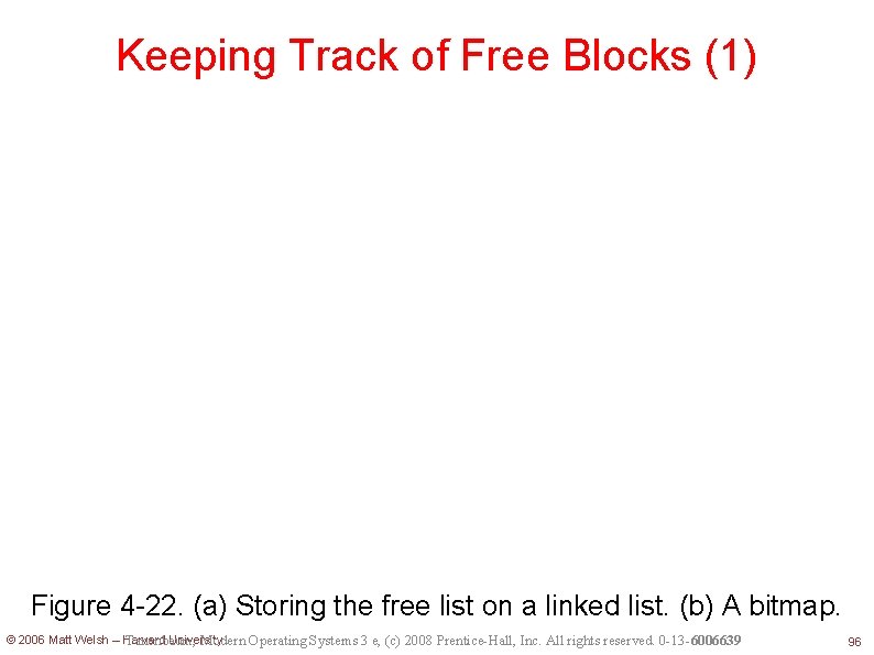 Keeping Track of Free Blocks (1) Figure 4 -22. (a) Storing the free list