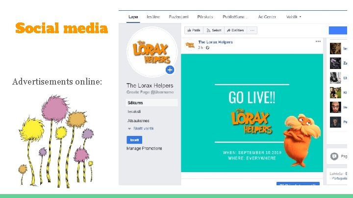 Social media Advertisements online: 