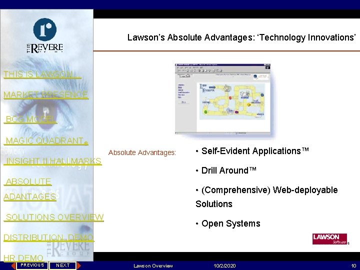 Lawson’s Absolute Advantages: ‘Technology Innovations’ THIS IS LAWSON… MARKET PRESENCE BCG MODEL MAGIC QUADRANT®