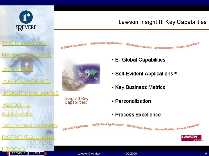 Lawson Insight II: Key Capabilities THIS IS LAWSON… MARKET PRESENCE • E- Global Capabilities