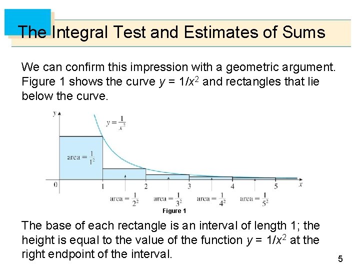 The Integral Test and Estimates of Sums We can confirm this impression with a