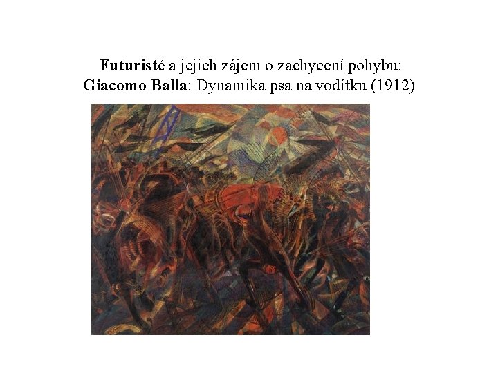  Futuristé a jejich zájem o zachycení pohybu: Giacomo Balla: Dynamika psa na vodítku