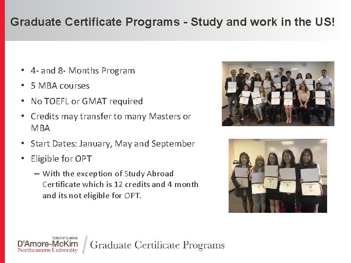 Graduate Certificate Programs - Study and work in the US! Click to edit Master
