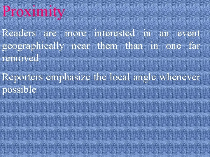 Proximity Readers are more interested in an event geographically near them than in one