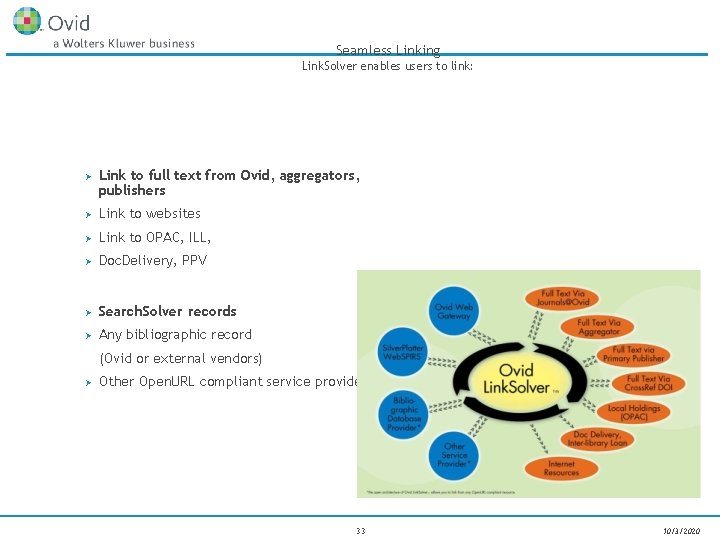 Seamless Linking Link. Solver enables users to link: Ø Link to full text from