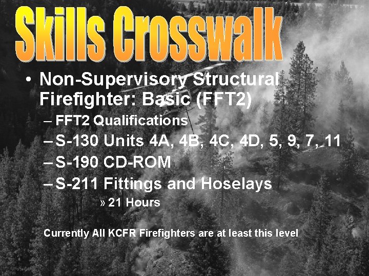  • Non-Supervisory Structural Firefighter: Basic (FFT 2) – FFT 2 Qualifications – S-130