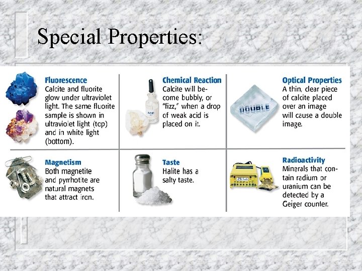 Special Properties: Special Properties: