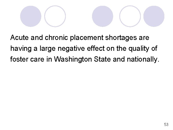 Acute and chronic placement shortages are having a large negative effect on the quality