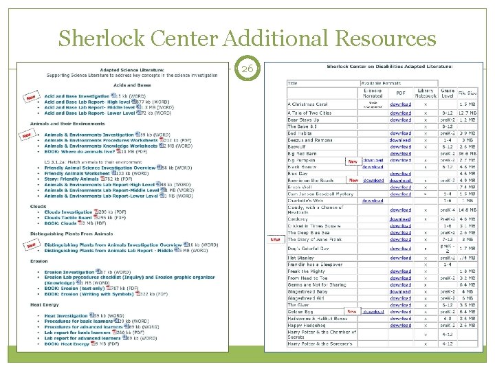 Sherlock Center Additional Resources 26 