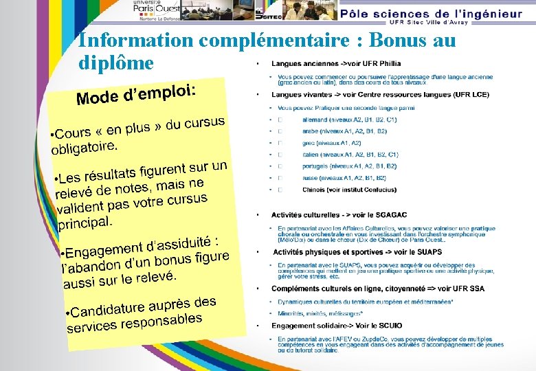 Information complémentaire : Bonus au diplôme 