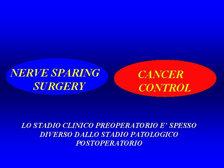 NERVE SPARING SURGERY CANCER CONTROL LO STADIO CLINICO PREOPERATORIO E’ SPESSO DIVERSO DALLO STADIO