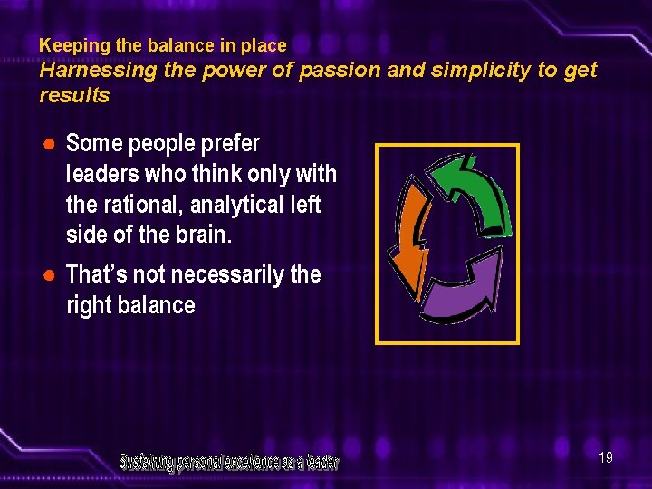 Keeping the balance in place Harnessing the power of passion and simplicity to get