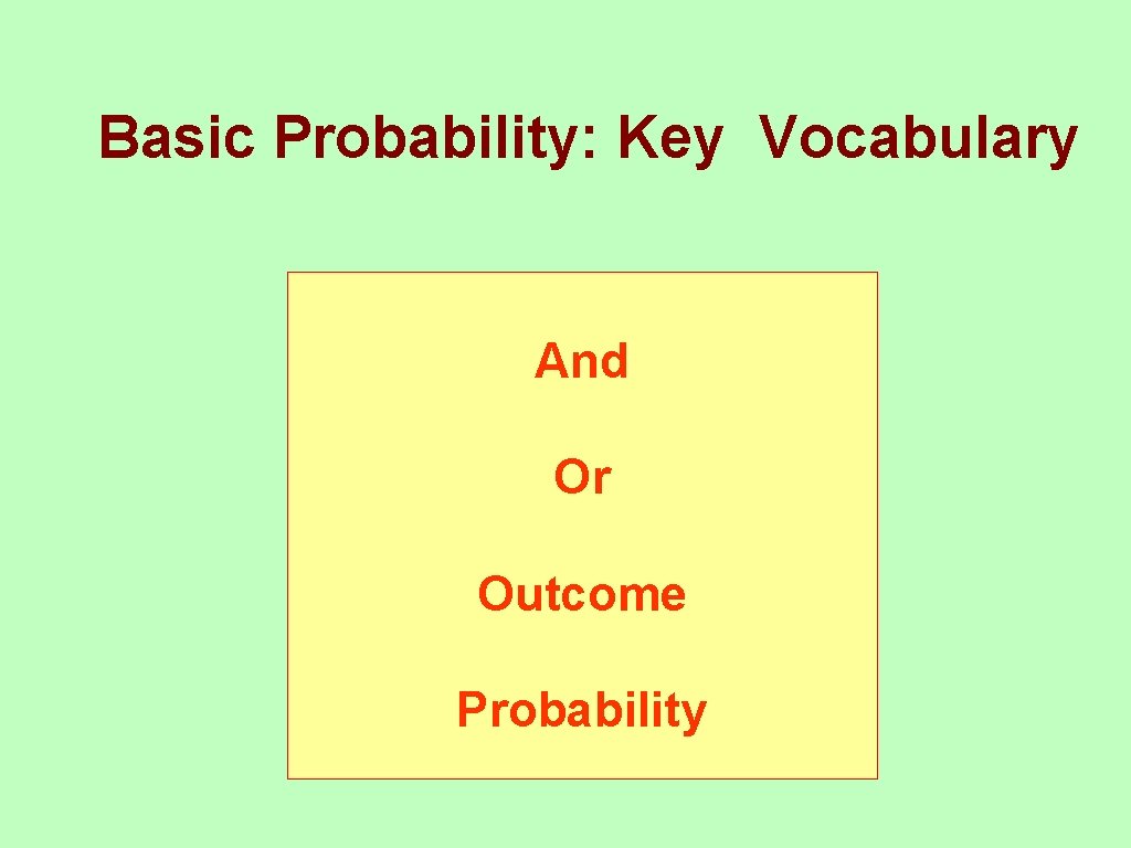 Basic Probability: Key Vocabulary And Or Outcome Probability 