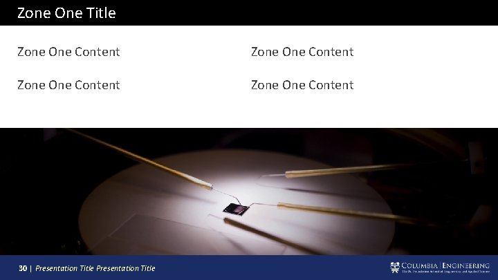 Zone One Title Zone One Content 30 | Presentation Title 