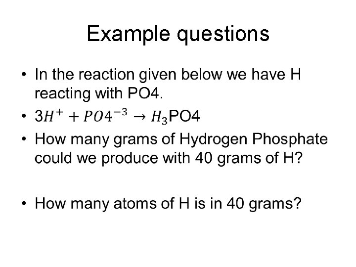 Example questions • 