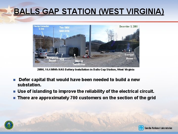 BALLS GAP STATION (WEST VIRGINIA) 2 MW, 14. 4 MWh NAS Battery Installation in