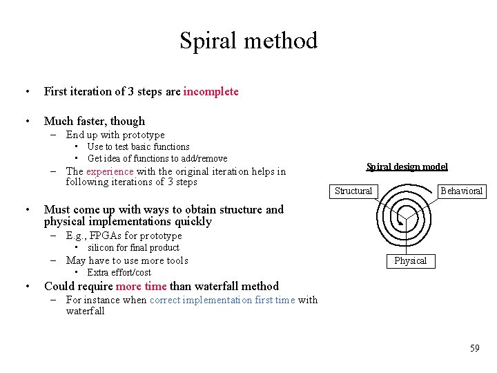 Spiral method • First iteration of 3 steps are incomplete • Much faster, though