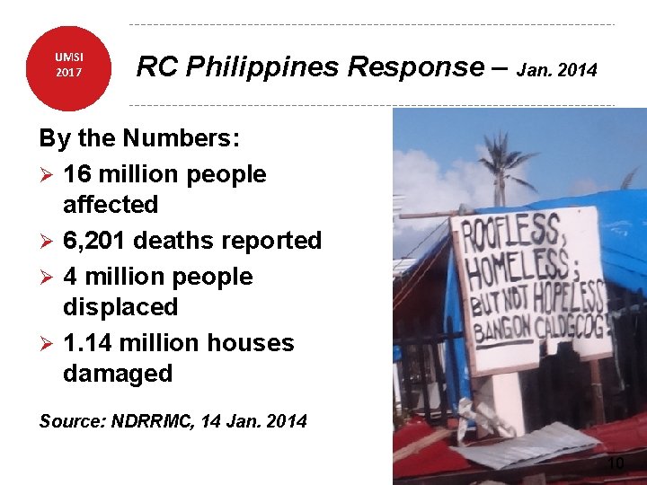 UMSI 2017 RC Philippines Response – Jan. 2014 By the Numbers: Ø 16 million