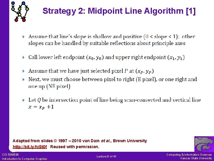 Strategy 2: Midpoint Line Algorithm [1] Adapted from slides © 1997 – 2010 van