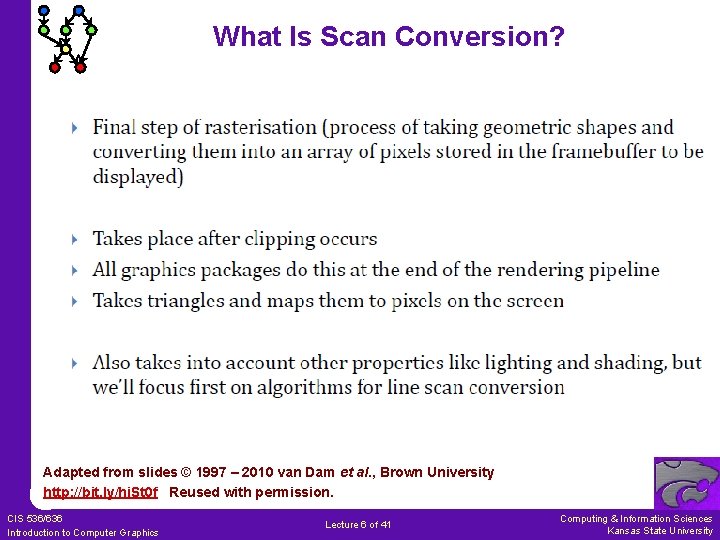 What Is Scan Conversion? Adapted from slides © 1997 – 2010 van Dam et What Is Scan Conversion? Adapted from slides © 1997 – 2010 van Dam et