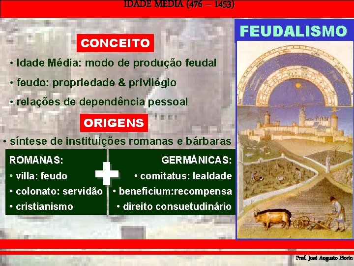 IDADE MÉDIA (476 – 1453) FEUDALISMO CONCEITO • Idade Média: modo de produção feudal