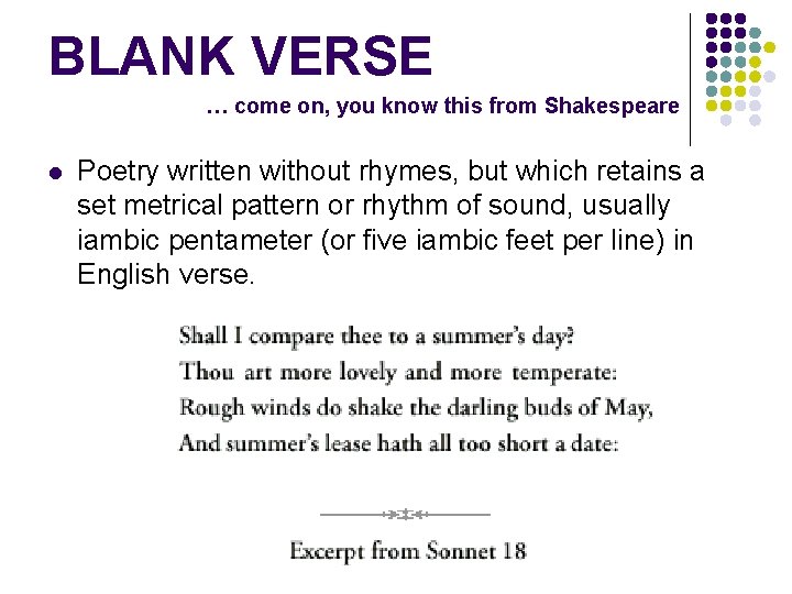 BLANK VERSE … come on, you know this from Shakespeare l Poetry written without