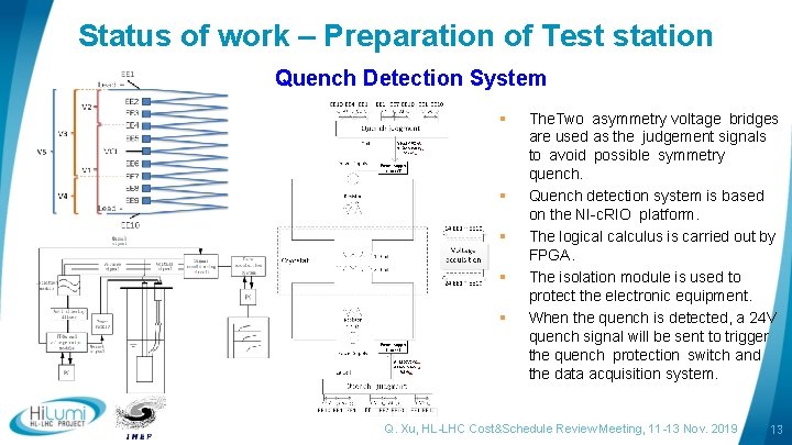 Status of work – Preparation of Test station Quench Detection System § § §