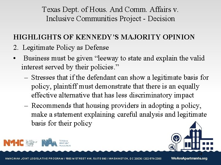 Texas Dept. of Hous. And Comm. Affairs v. Inclusive Communities Project - Decision HIGHLIGHTS