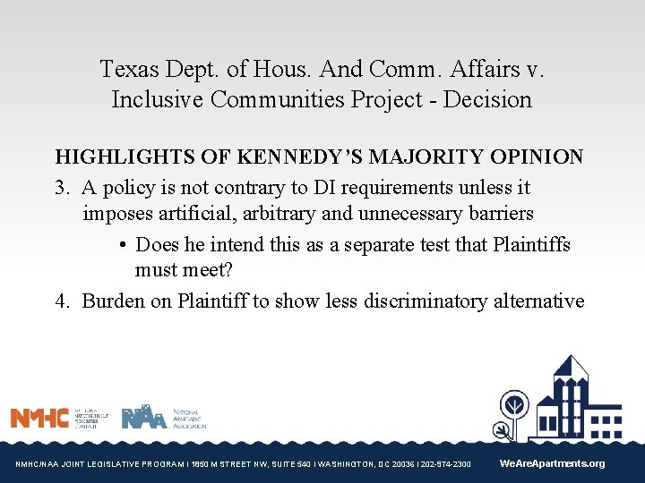 Texas Dept. of Hous. And Comm. Affairs v. Inclusive Communities Project - Decision HIGHLIGHTS