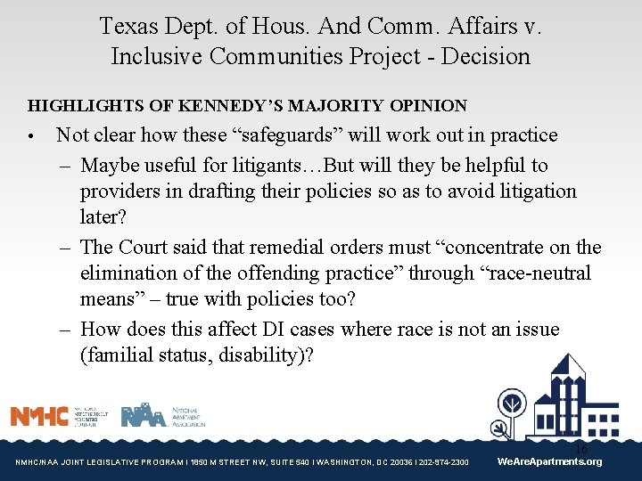Texas Dept. of Hous. And Comm. Affairs v. Inclusive Communities Project - Decision HIGHLIGHTS