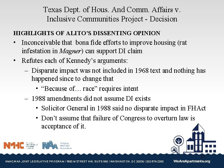 Texas Dept. of Hous. And Comm. Affairs v. Inclusive Communities Project - Decision HIGHLIGHTS