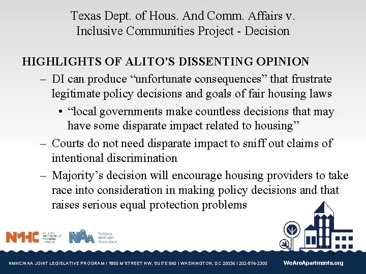 Texas Dept. of Hous. And Comm. Affairs v. Inclusive Communities Project - Decision HIGHLIGHTS