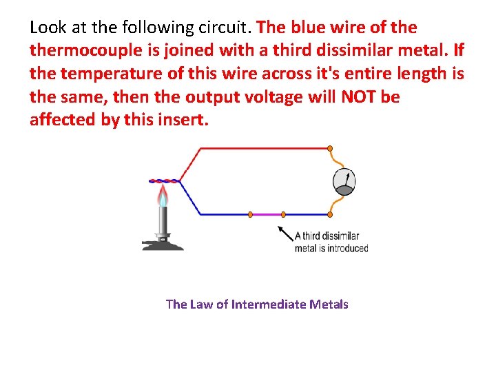 Look at the following circuit. The blue wire of thermocouple is joined with a