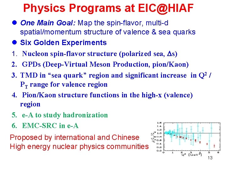 Physics Programs at EIC@HIAF l One Main Goal: Map the spin-flavor, multi-d spatial/momentum structure Physics Programs at EIC@HIAF l One Main Goal: Map the spin-flavor, multi-d spatial/momentum structure