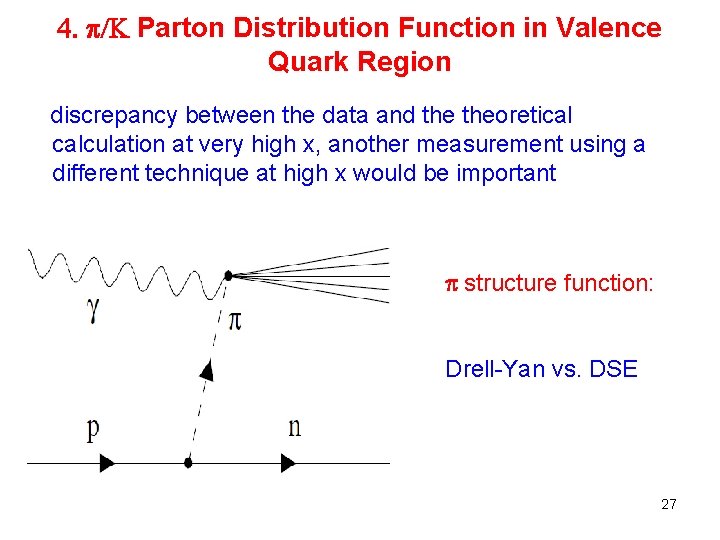 4. p/K Parton Distribution Function in Valence Quark Region discrepancy between the data and 4. p/K Parton Distribution Function in Valence Quark Region discrepancy between the data and