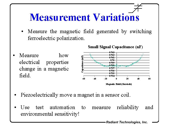 Measurement Variations • Measure the magnetic field generated by switching ferroelectric polarization. Small Signal